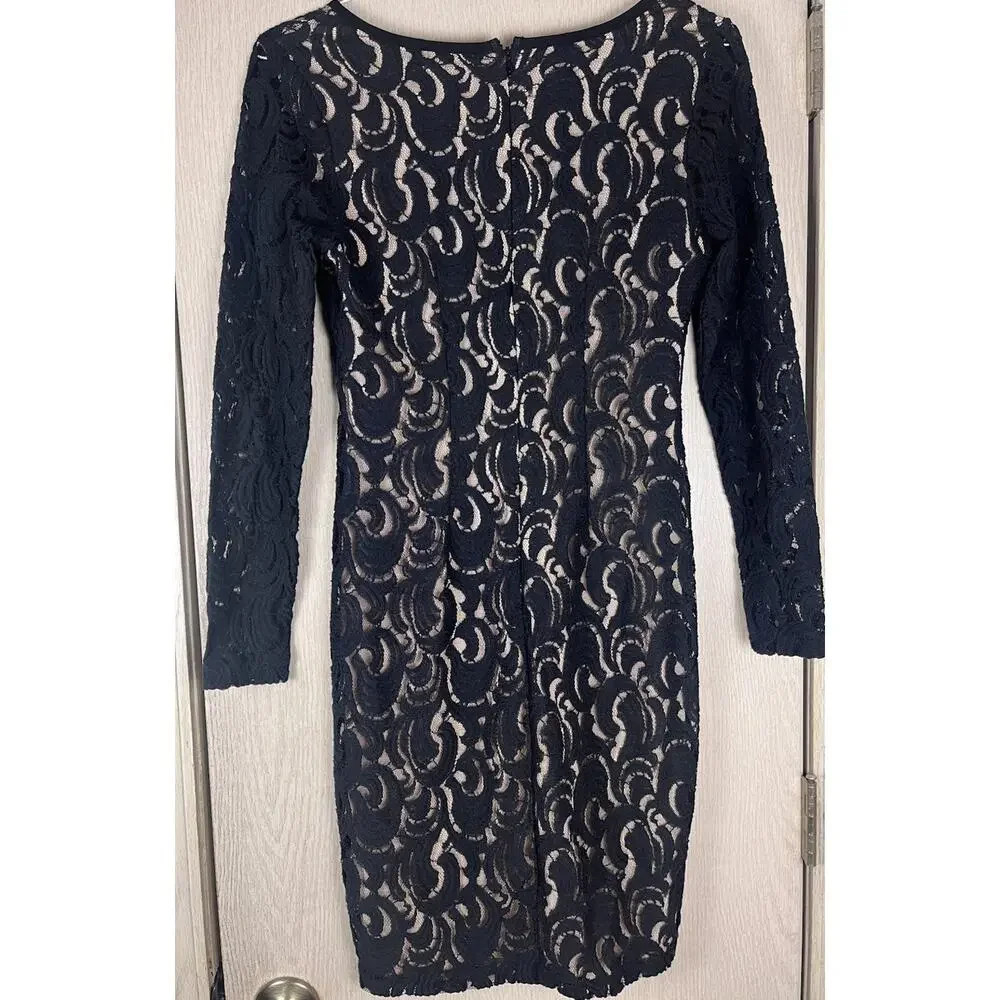Plenty by Tracy Reese Anthropology Bodycon Black Lace Nude lined Size 6 - Picture 2 of 6